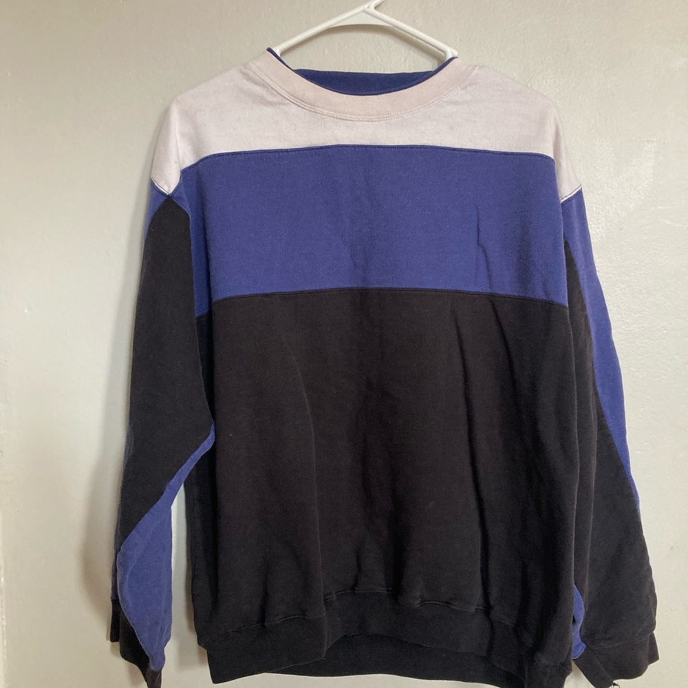 Vintage Colorblock Men's Sweater - Black, Blue, White